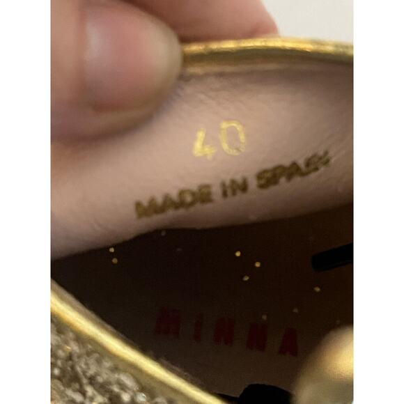 Minna Parikka Bunny Ears Sneaker •Women 40 /US 9• Gold Glitter Black Hi Top - Picture 13 of 15